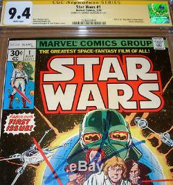 Star Wars #1 SIGNED George Lucas CGC SS 9.4 Marvel 1977 1st print White Pages