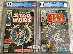Star Wars #1 cgc 9.4 + #2 9.2 1977 Awesome combo White Pages 1st Han Solo HOT