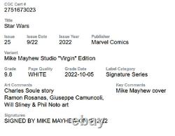 Star Wars #25 Cgc 9.8 Mike Mayhew Virgin Edition