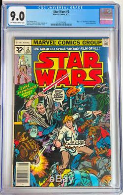 Star Wars # 2 1977 Marvel 35 Cent Price Variant CGC 9.0! Rare Nice 1