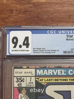 Star Wars #7 CGC 9.4 Expanded Universe Story 1978 Marvel Comics Newsstand 1st Ap