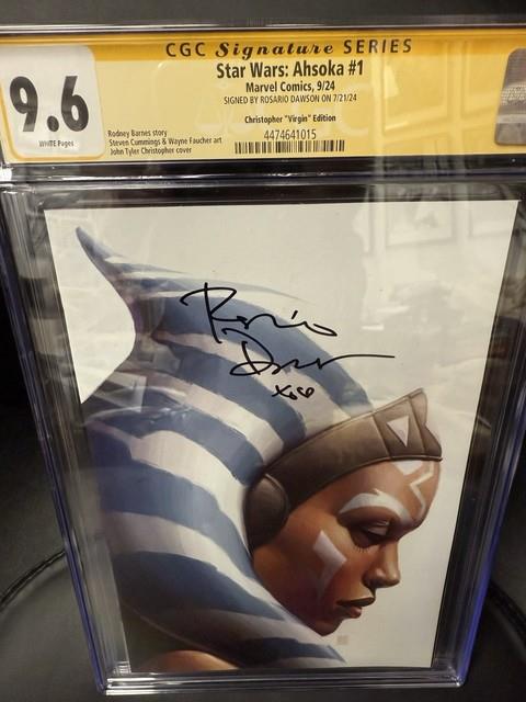 Star Wars Ahsoka #1 Jtc Virgin Variant Cgc Ss 9.6 Signed Rosario Dawson