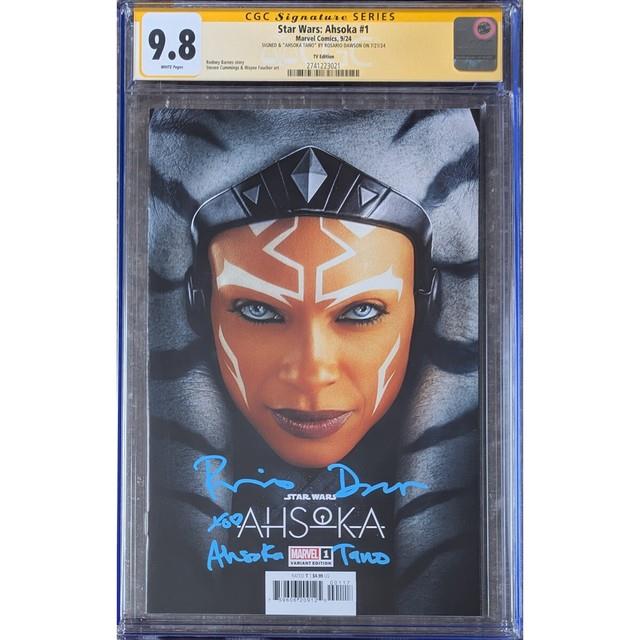 Star Wars Ahsoka #1 Tv Variant Cgc 9.8 Ss Signed By Rosario Dawson With Ahs