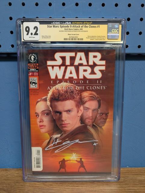 Star Wars Attack Of The Clones #1 Cgc Jsa 9.2 Hayden Christensen Signed 2002