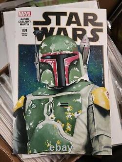Star Wars Boba Fett PAINTED/SKETCH Cover Ashley Marsh Certificate Authenticity
