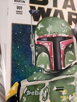 Star Wars Boba Fett PAINTED/SKETCH Cover Ashley Marsh Certificate Authenticity