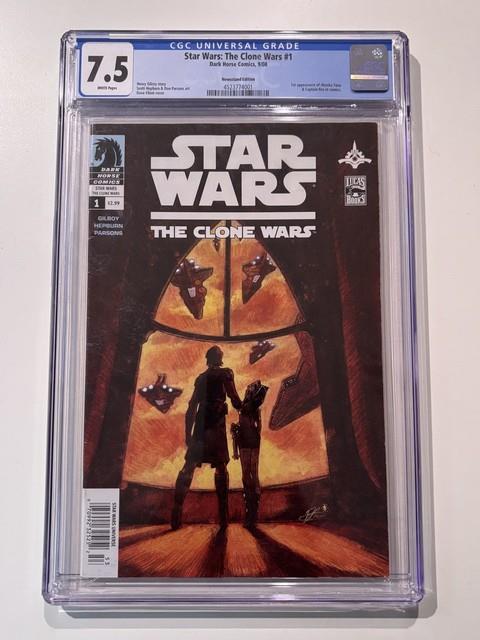 Star Wars Clone Wars #1 Cgc 7.5 Ahsoka 1st Appreance 2008 Dark Horse Newsstand