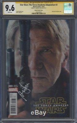 Star Wars Force Awakens #3 Han Solo photo cvr CGC 9.6 SS Signed Harrison Ford