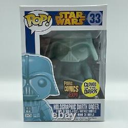 Star Wars Holographic Darth Vader Pop Funko Paris Comics Expo Con Rare