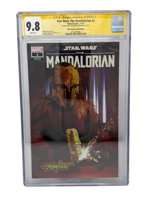 Star Wars Mandalorian #3 Cgc 9.8 Ss Mike Mayhew Signed Sketch Edition