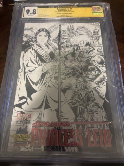 Star Wars Princess Leia #1 Midtown Sketch Cgc 9.8 Ss Mark Brooks Auto