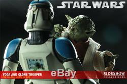 Yoda And Clone Trooper Premium Format Sideshow Star Wars 1/4 statue replica